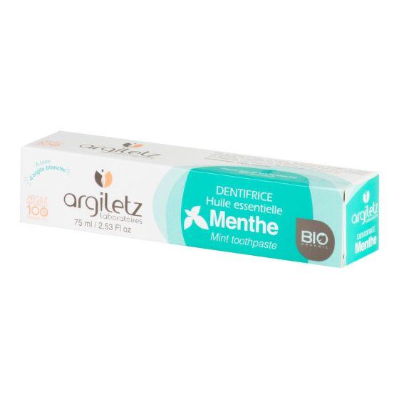 Zubná pasta s bielym ílom mäta 75 ml BIO   ARGILETZ